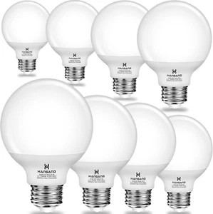 8 Pack G25 LED Bathroom Light Bulbs 3000K Warm White E26 Base, Vanity Globe Ligh - Picture 1 of 7