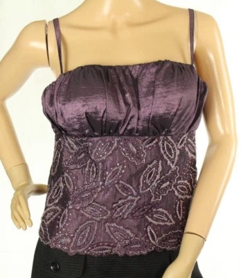 Top para mujer Simon Chang adornado púrpura sin mangas talla 4 Foto 1 de 4