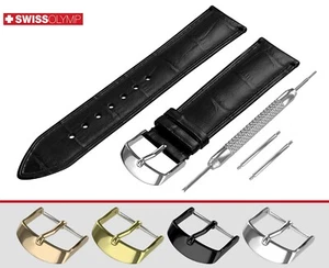 Correa de reloj negra para ORIS de cuero genuino para cierre de hebilla 12-24 mm + pasadores - Imagen 1 de 17