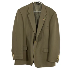 Dillards Mens Beige Notch Lapel Collared 3/4 Sleeves Two Button Blazer Size 48L - Picture 1 of 11