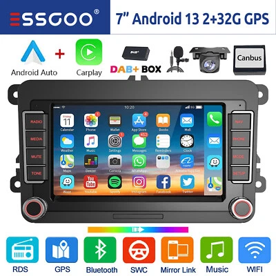 Autoradio DAB+ Android 13 Carplay GPS RDS Cam Per VW GOLF 5 6 Tiguan Polo EOS T5 - Immagine 1 di 4