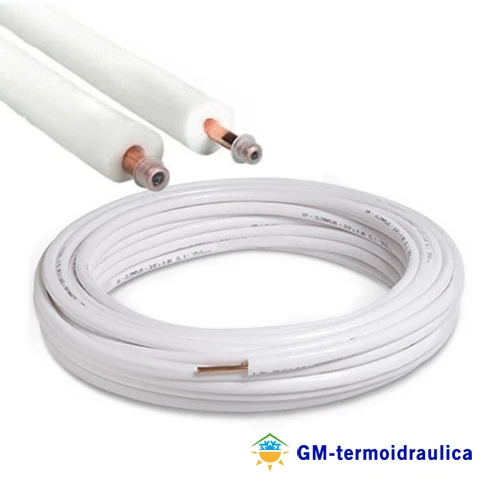 Tubo Rame Condizionamento Climatizzazione D 1/4 3/8 x 0.8 Metri 10 5+5 NORMA UNI - Immagine 1 di 1