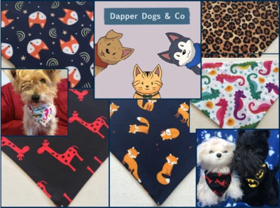 Handmade slide on collar bandana Dog, cat etc. Animals and animal print S,M&L