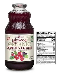Lakewood Organic Cranberry Juice Blend, 32-Ounce Bottles (Pack of 6) - Picture 1 of 3