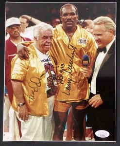 Evander Holyfield Signed Photo 8x10 Larry Merchant Lou Duva Autograph Boxing JSA - Picture 1 of 2