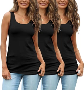 Womens Extra Long Tunic Tank Tops Cotton Camisoles Basic Layering Sleeveless Und - Picture 1 of 22