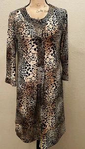 CHICOS WOMENS BLACK /TAN MULTI COLORED MIDI DRESS/LONG SHIRT SIZE 0 EUC - Picture 1 of 10