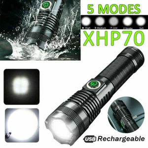Rechargeable 1000000 Lumens XHP70 Most Powerful LED Flashlight USB Zoom Torch - Picture 1 of 12