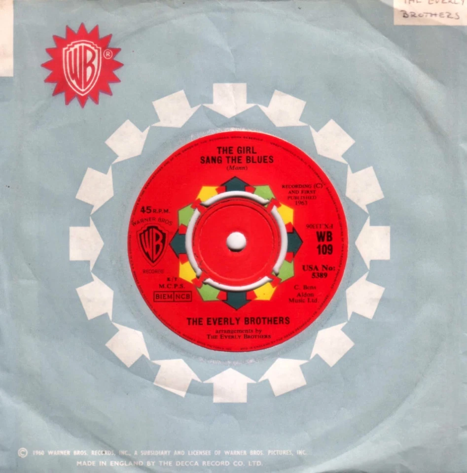 Everly Brothers~Original UK 45 Girl sang the blues EX '63 Pop Rock Warner WB109 - Image 1 of 1