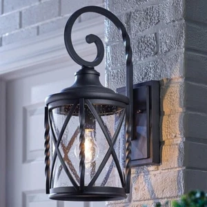 HDC Walcott Manor 18.75 in. 1-Light Black Outdoor Wall Light Lantern Sconce - Picture 1 of 11