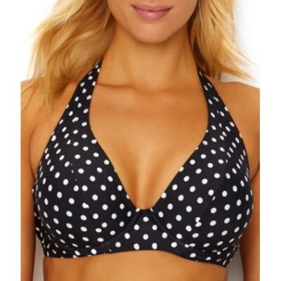 Top de natación de bikini con aros halter musa punto negro/blanco Sunsets, EE. UU. 36E/34F/32G Foto 1 de 4
