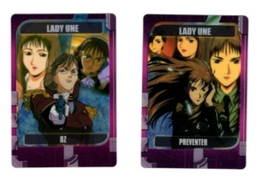 2 pcs plastic card Gundam Wing W anime Lady Une 6-17-179 6-32-435 OZ Preventer - Picture 1 of 4