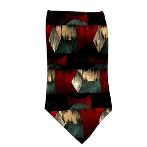 CORBATA DE SEDA BORGOÑA ITALIA HALSTON PLATA NEGRA GEOMÉTRICA 58" X 3,25" PARA HOMBRE - Imagen 1 de 4