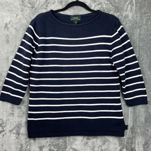 Suéter Ralph Lauren Mujer Grande Azul Blanco Rayas Cuello Redondo Algodón Jersey - Imagen 1 de 8