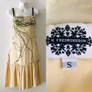 H. FREDRIKKSON Seiden Zweig Print KLEID Small - Bild 1 von 12