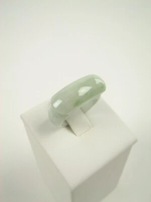 Genuine Natural White Variegated Jade Saddle Ring Band - Size 7 #703 - Image 1 of 4