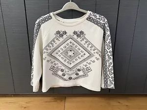 Antrophology Aztec Off White Embroidered Black Sweatshirt Long Sleeve Top Jumper - Bild 1 von 9