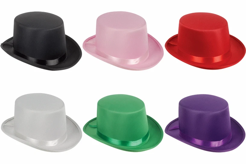 SOMBRERO DE COPA ADULTO SATINADO MAGO CABALLERO RUGIENTE AÑOS 20 DISFRAZ FORMAL ESMOQUIN SOMBRERO DE COPA Foto 1 de 1