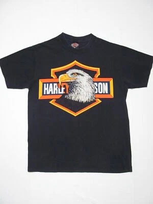 camiseta preta vintage HARLEY DAVIDSON MOTOCICLETA EAGLE ANOS 90 HOLOUBEK 1991 M - Imagem 1 de 4