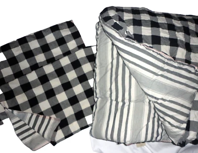 RALPH LAUREN black & white buffalo checks & stripes (3PC) twin COMFORTER SET - Image 1 of 4