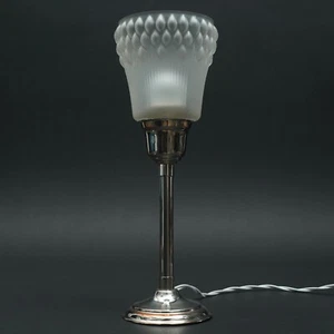 Lámpara De Mesa Art Deco Cromo Vidrio Mate Francia Nueva Cableada 1.EH - Imagen 1 de 5