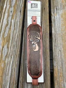 AA&E Padded Leather Brown Deer  Embossed Sling  USA Made -WorldWide ship - Picture 1 of 2