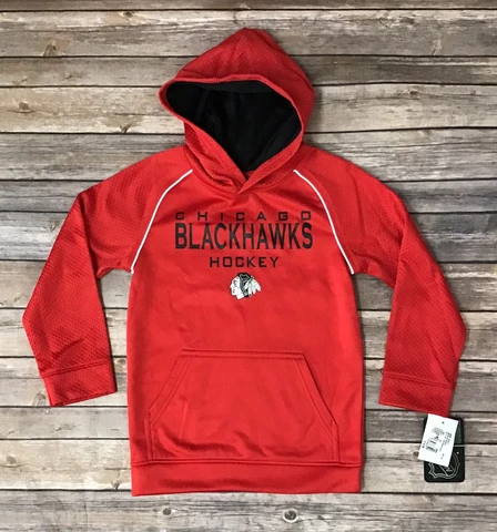 Boys Kids NHL Chicago Blackhawks Pull Over Hoodie Sweater Red Size XS, S, XL Cover