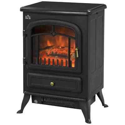 Electric Fire Place 1850W Heater Wood Burning Effect Flame Portable Black - Image 1 of 4