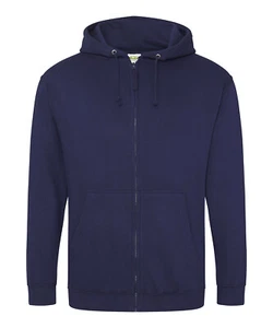Just Hoods AWDis oxford azul marino con cremallera frontal para hombre sudadera con capucha #JH050 - Imagen 1 de 1
