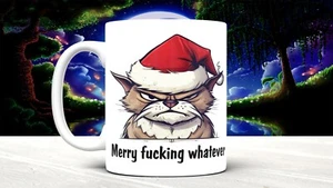 "Grumpy Cat Merry What F**king Ever" 11oz mug: - Picture 1 of 7