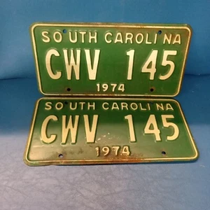 1974 74 SOUTH CAROLINA SC LICENSE PLATE NICE TAG PAIR SET # CWV 145 - Picture 1 of 5