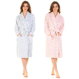 Womens Ladies Supersoft Cut Out Fleece Robe Dressing Gown Stars Zebra Size 10-20 - Picture 1 of 20