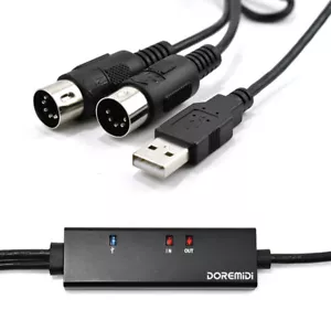MTU-10 cavo convertitore interfaccia da USB a MIDI 5 pin per Windows Mac iOS Android - Foto 1 di 10