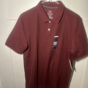 NWT George Mens Pique Polo Shirt 2 Button Heritage Russet Heather Short Sleeve M - Picture 1 of 8
