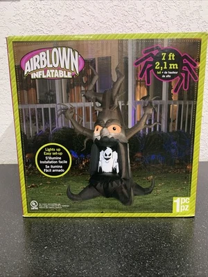 Gemmy Airblown Halloween Tree w Face & Ghost, Inflatable. 7 Ft Lights Up, Nice! - Image 1 of 4