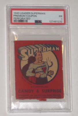 1940 SUPERMAN PREMIUM COUPON CARD PSA 1 LEADER NOVELTY & CANDY CO. BEST PRICE - Image 1 of 4