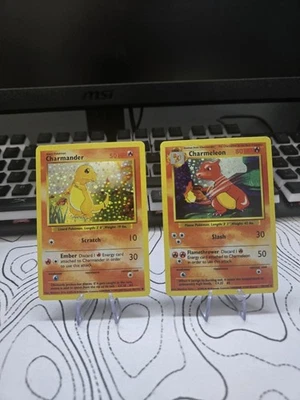 [PERSONALIZADO] Charmander And Charmeleon Original Base Set Holo Pokemon Card 1995 Foto 1 de 3