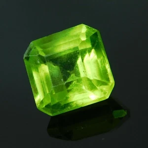9.54 Ct Peridot Natural Green Square Cut CERTIFIED Loose Gemstone Ring Size - Picture 1 of 7