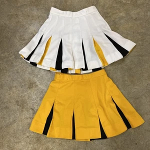 Vintage 1980s Cheer Skirt Pleated Cheerleader Supply Yellow Black White Set Of 2 - Picture 1 of 5