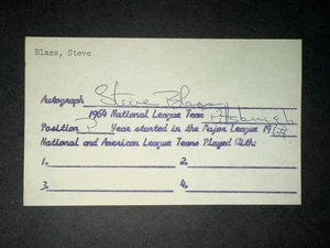 1964 PIRATEN: Steve Blass, SIGNIERTE 3x5 Karte - Bild 1 von 2