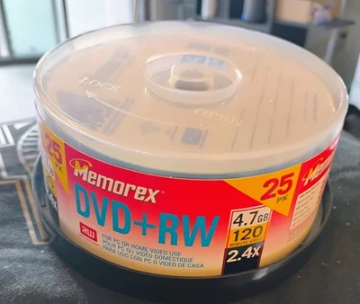NEW Memorex DVD+RW 25 Pack 4.7 GB 2.4X 120 Min Rewritable CD-R FAST SHIPPING - Image 1 of 2