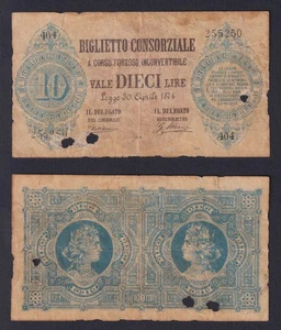Italia Biglietto Consorziale 10 lire 1874 P.-5 MB+/F+ - Imagen 1 de 2