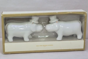 White Ceramic Hippo Novelty Salt & Pepper Shakers - New in Box - Picture 1 of 12