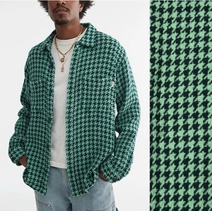 Urban Outfitters | Men’s | Exploded Houndstooth Green Knit Shacket Jacket L - Picture 1 of 9