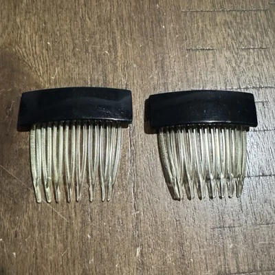 2 复古小号 2 英寸塑料发梳透明牙齿 0.5 英寸黑色表带复古 VGC — 第 1/4 张图片