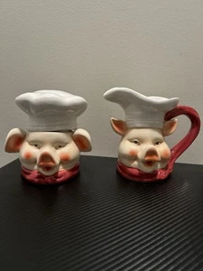 Vintage* These Two Little Pigs Ceramic Sugar & Cream Jars by Davco Silver Ltd. - Picture 1 of 12