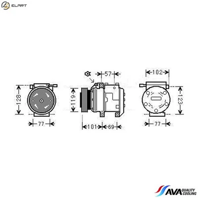COMPRESSOR AIR CONDITIONING HYAK222 FOR HYUNDAI KIA G4BB/G4GB 1.8L G4GC 2.0L - Image 1 of 4