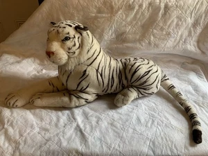 Large Jumbo Lifesize Realistic Siberian White Tiger Stuffed Animal Plush 43” - Picture 1 of 12