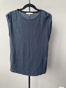 FRAME Women’s XS Navy Linen Muscle Tank Organic Lightweight Tee  - Picture 1 of 8
