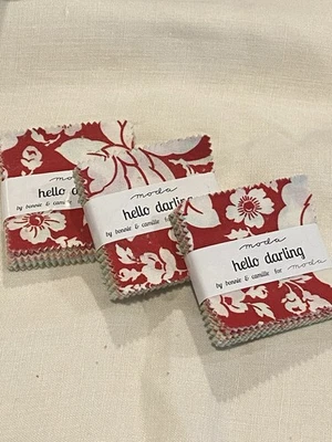 Moda Mini Charm Set of 3 Bonnie Camille Hello Darling Quilt Fabric OOP - Image 1 of 2